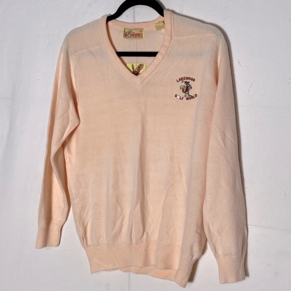 Vintage Sweaters - Vintage Lady Phoenix Sportswear Orange Lakewood Golf World V Neck Sweater M